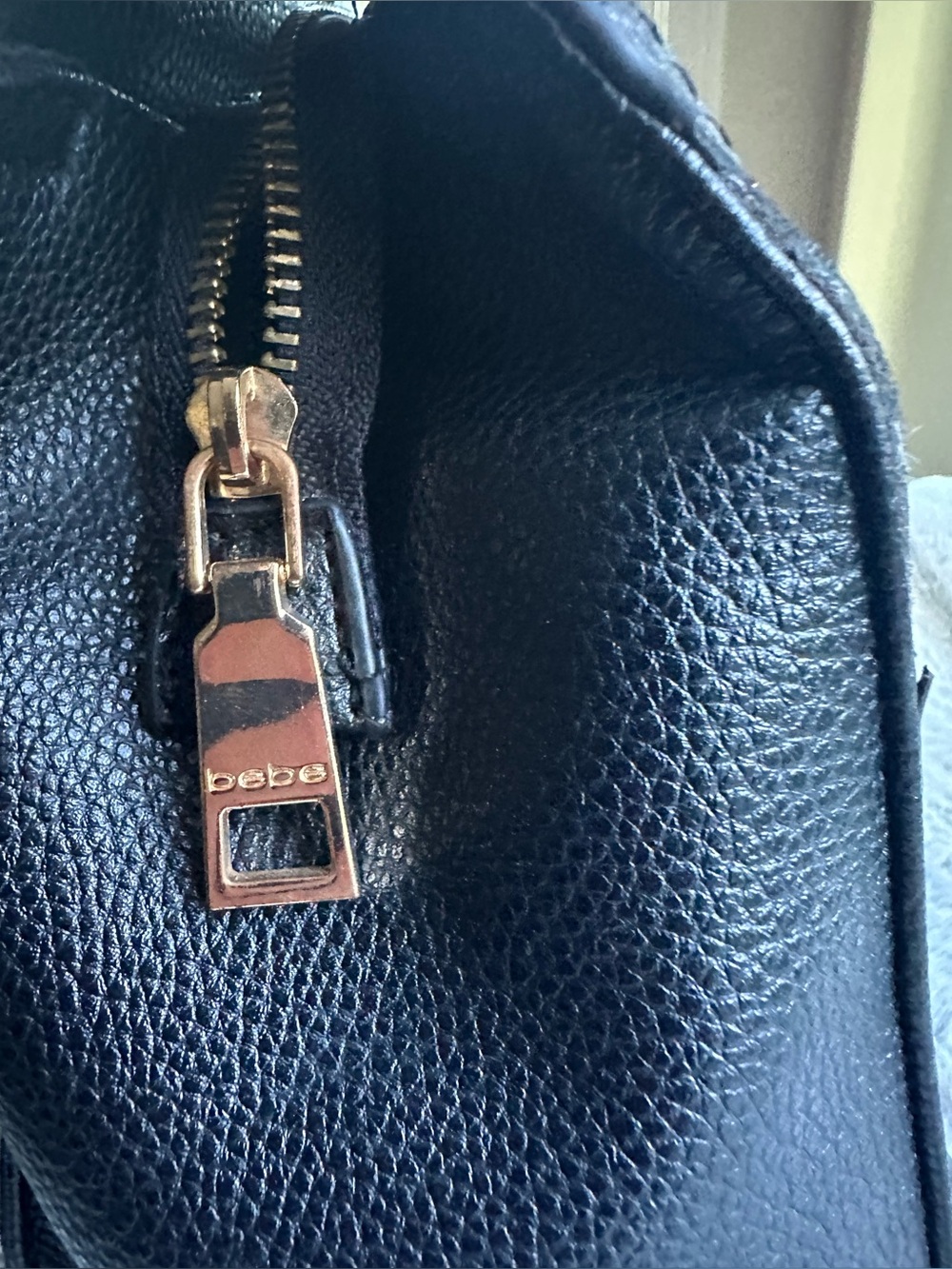 Bebe Natalie Braided Handle Black Faux Leather Satchel - Picture 9 of 13